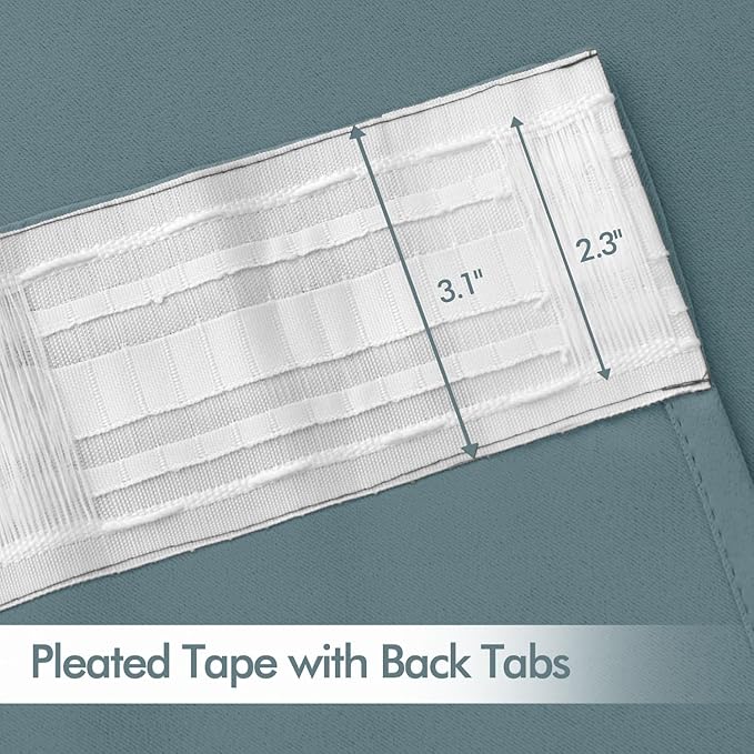 MIULEE Greyish Blue Back Tab Blackout Curtains 120 Inch Long 2 Panels Set for Bedroom, Rod Pocket/Pinch Pleated Extra Long Thermal Insulated Living Room Darkening Light Blocking 10FT Drapes