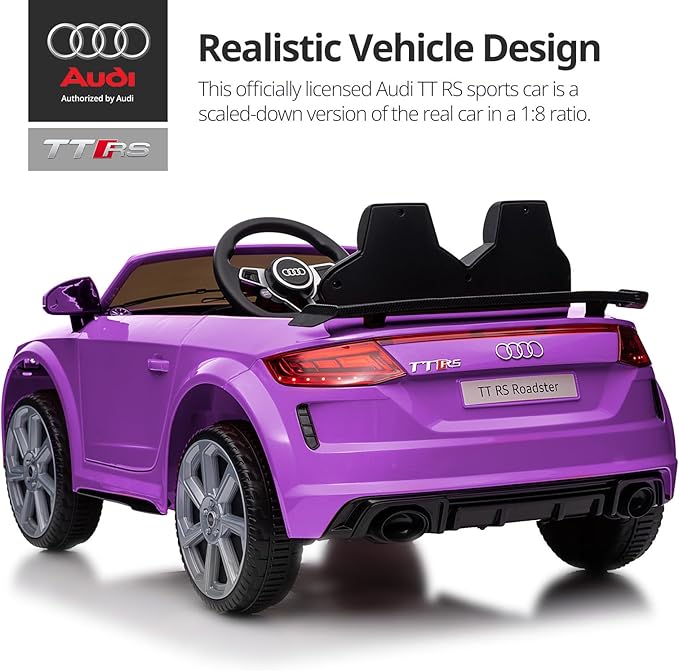 Electric Car for Kids, Licensed Audi 6V Kids Ride on Car Toy for Toddlers with Remote, Bluetooth - Purple
