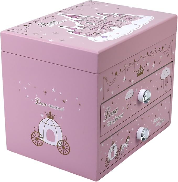 Music Jewelry Box for girls Pink Princess Castle girls jewelry box Little girl birthday christmas Gift kids jewelry box Organizer