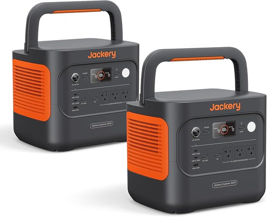 Jackery Explorer 2000 v2 Portable Power Station (2-Pack), 2042Wh LiFePO4 Battery, 2200W Solar Generator, USB-C PD 100W Fast Charging for Camping, Home Use(Solar Panel Optional)