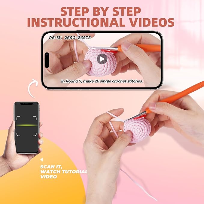 MOREJMTT Crochet Kit for Beginners, Learn to Crochet, Include Easy Knitting Soft Yarn, Step-by-Step Video Tutorial, Hook, Holiday Birthday Gift for Adults and Kids(Unicorn)