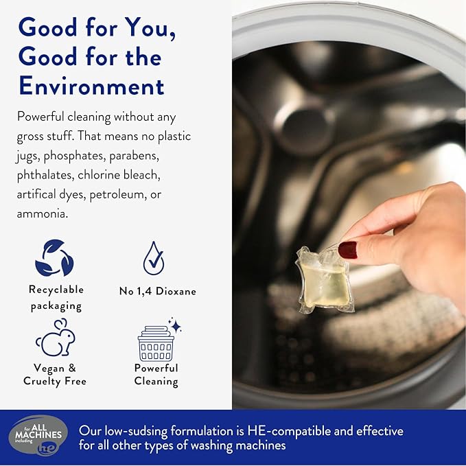The Clean People Ultra Concentrated Laundry Detergent Pods, 192 Count, Fragrance Free, Plant-Based, Plastic Free, Septic Safe, Good for Sensitive Skin, Effective, Eco-Friendly