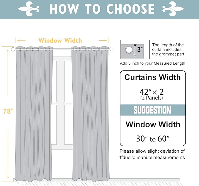 ChrisDowa 100% Blackout Curtains 78 inch Long for Bedroom with Black Liner, 2 Thick Layers Total Blackout Thermal Insulated Grommet Window Curtains 2 Panels Set (Light Grey, 42 x 78 Inch)