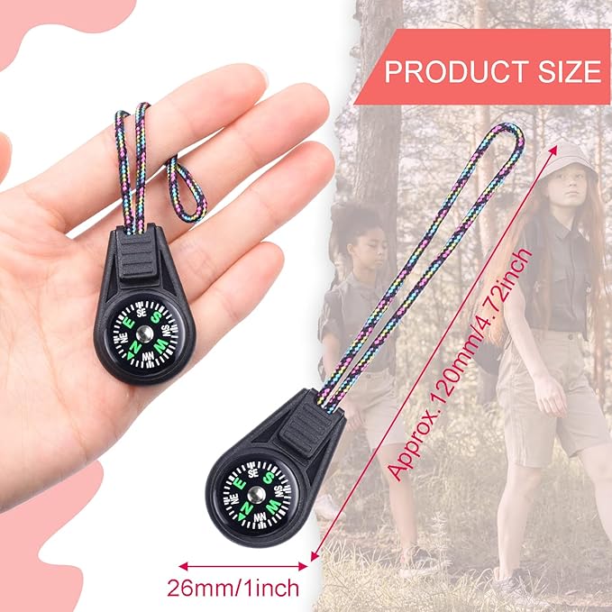 Mini Compass for Kids Compass Keychain，Button Compass Bulk kit，Paracord Hiking Survival Small Compasses，Kids Scout Compass.