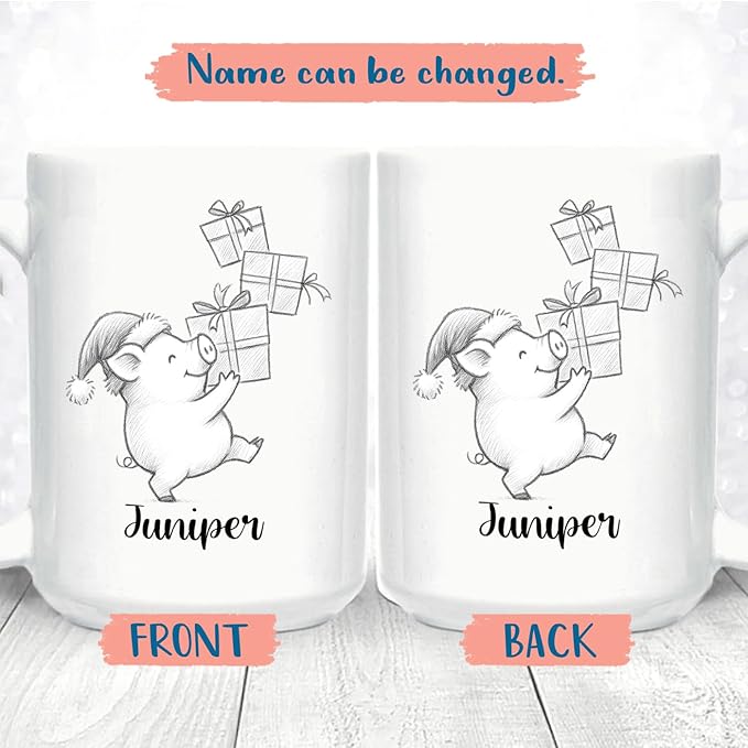 Customized Choose Name Pigs White Coffee Cup Gift For Dad Mom Daughter Son Kids, Pig Lover Accent Coffee Mug, Personalized Pig Ceramic Cup 11Oz 15Oz, Funny Pigs Travel Mug Gift For Birthday Christmas