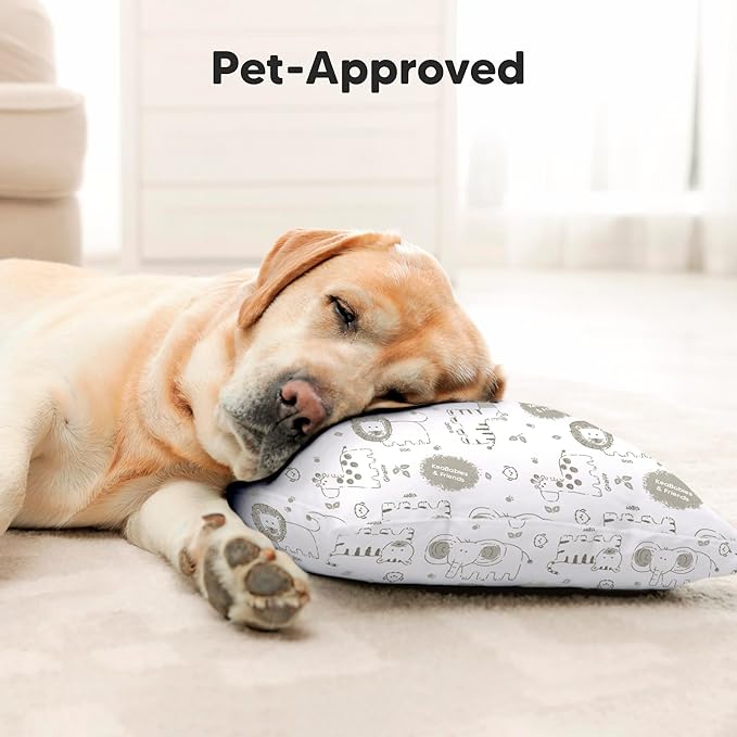 KeaBabies Toddler Pillow with Pillowcase, Jumbo 14X20 - Soft Organic Cotton Toddler Pillows for Sleeping - Machine Washable - Perfect for Travel, Toddler Bed Set (KeaSafari)