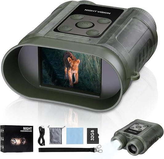 Night Vision Goggles,Compact Night Vision Binoculars,32GB Card Included, Photo/Video Capture,Outdoor Tools for Education, Wildlife Watching,Gifts for Boy, Gifts for Men, Gifts for Father(Green)