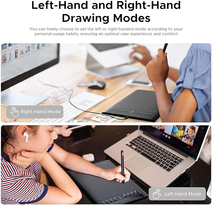 Graphics Drawing Tablet, UGEE M708 10 x 6 inch Large Digital Drawing Pad with 8 Hot Keys 8192 Levels Pen, Graphic Tablets for Computer Graphic Board Creation Sketch for PC/Laptop/Mac OS/Linux/Chrome