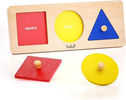 Montessori Shape Puzzle - Colorful Sorting Pieces for Toddlers 1-3 Years & 6-12-18 Months Developmental Toys