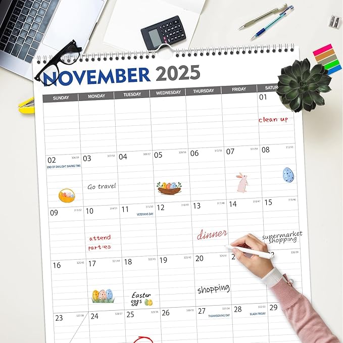 GuassLee Extra Large Wall Calendar 2025-26, 20"x 30" Gaint Vertical Wall Calendar 2025, Jun. 2025 to Dec. 2026, 19-Month Paper Hanging Planner Wall with Julian Date for Office Home