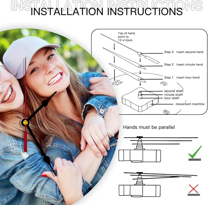 Generic Custom Clocks for Walls Personalized Picture Hanging Time Clocks Silent Non Ticking Round Decoration for Kitchen Family Friends Gifts, 10inch-25cm