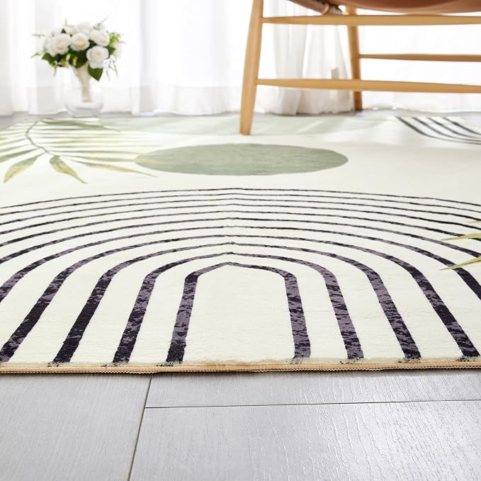 RoomTalks Mid Century Modern Washable Rug Stain Resistant, Boho Cute Aesthetic - Image 3