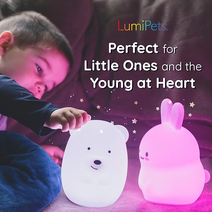 Lumipets Remote Control Silicone Night Light for Kids - Puppy Design with 9 Soft Colors & Sleep Timer - Rechargeable, Battery-Operated Lamp for Bedroom | Baby Nursery, Toddler, Girls, Boys