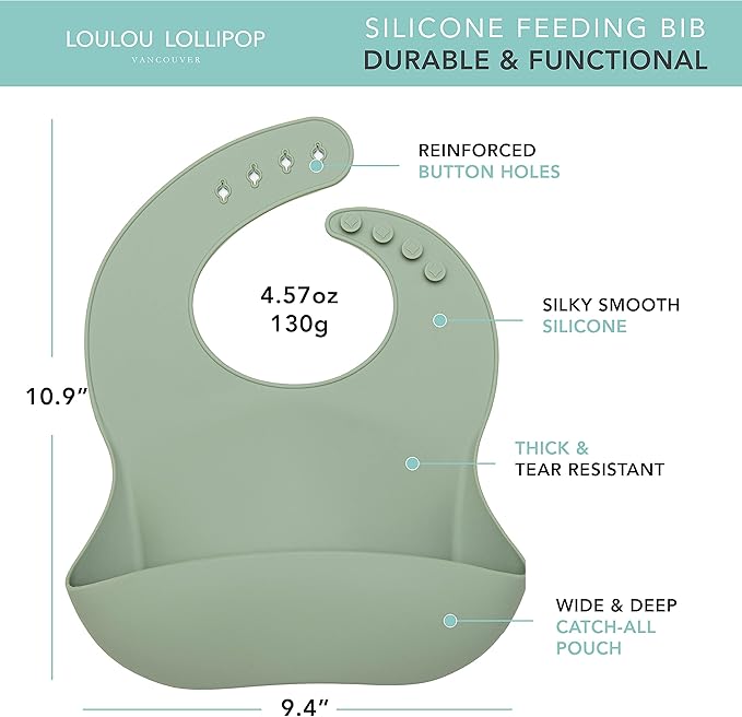 Loulou Lollipop Soft, Waterproof Silicone Feeding Bib