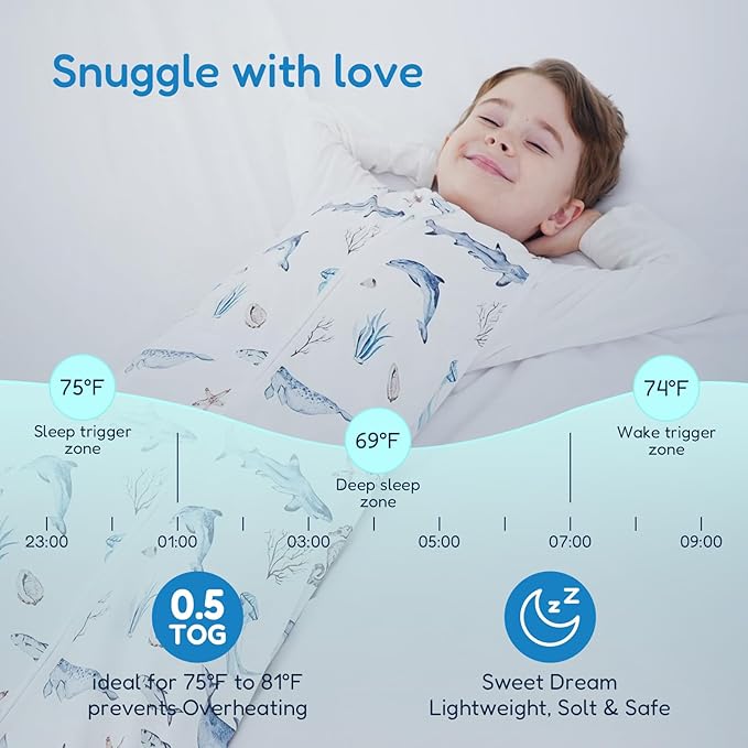 TotAha Toddler Sleep Sack 2T-3T-4T, Premium Light Wearable Blanket Baby Sleeping Bag with 2-Way Safe Zippers For Girl Boy