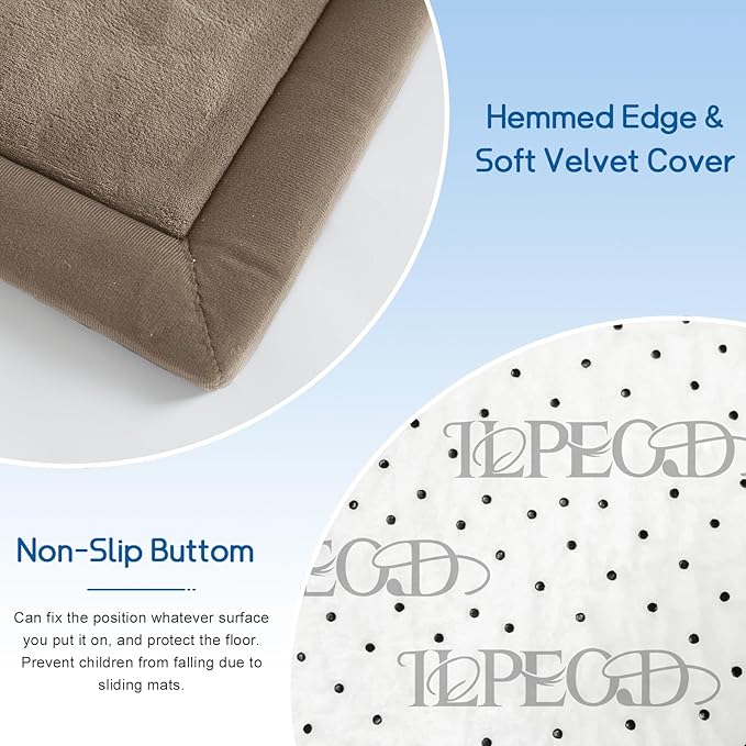 Baby Play Mat for Floor Tummy Time Mat Nursery Rug Muscle Mat Area Rug Playroom Rug Tatami Mat 9'2"x6'7" Memory Foam 1.3" Thick Crawling Mat for Babies,Toddlers, Infants, Kids,Floor Mat(Brown)