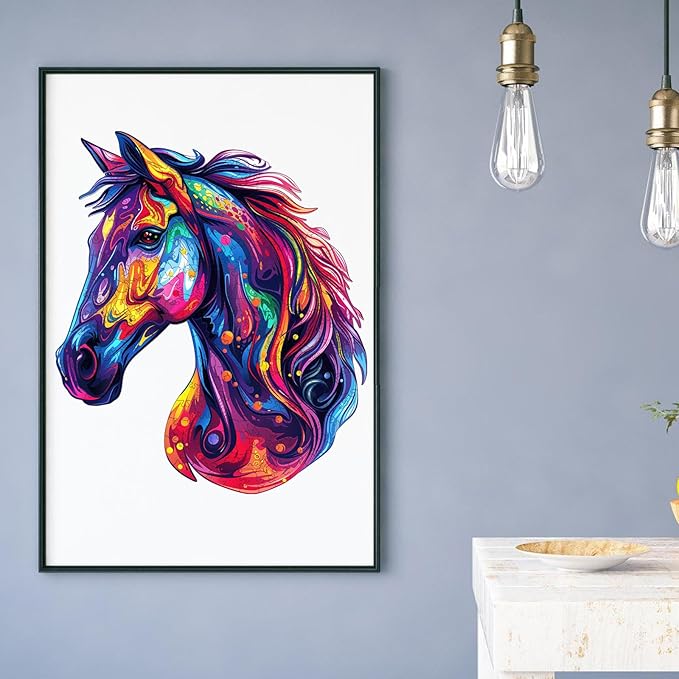 Wooden Puzzles for Adults, Horse Liberty Cool Wooden Jigsaw Puzzles(10.8 * 12.6in-200pcs), Unique Shape Animal Adult Pieces, Irregular Wood Puzzles Best Gift for Adults and Kids Family Game