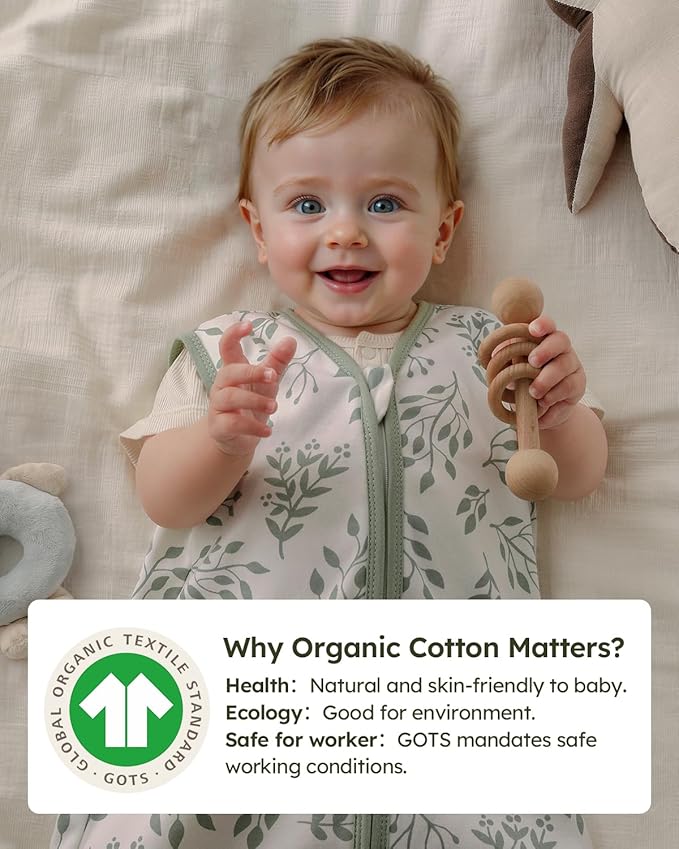 Yoofoss Baby Sleep Sack 0-6 Months Wearable Blanket for Babies 100% Organic Cotton 2-Way Zipper TOG 0.5 Toddler Sleeping Sack 3 Pack, Sleep Sacks