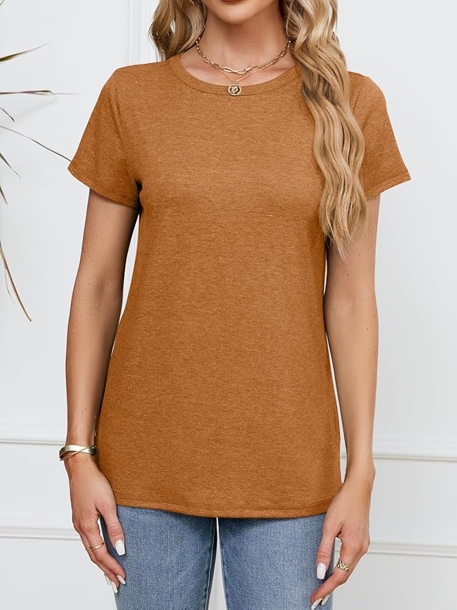 Soft Short Sleeve Shirts for Women, Crew Neck T Shirts for Women Loose Fitting Lightweight Top Basic Tee Shirt
