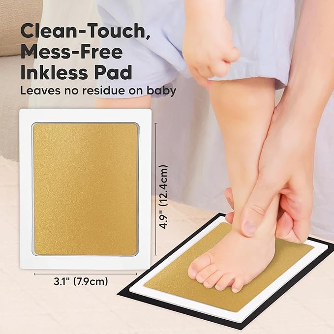 4-Pack Inkless Baby Hand and Footprint Kit - Mess Free Ink Pad for Newborn Keepsake, Dog Nose & Paw Print Kit, Clean Touch Ink Pad for Baby Hand & Footprints, Ideal New Mom Gifts (Gold/Silver, L)