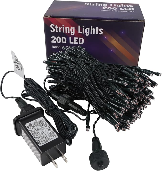 HOME LIGHTING 66ft Christmas Decorative Mini Lights, 200 LED Green Wire Fairy Starry String Lights Plug in, 8 Lighting Modes, for Indoor Outdoor Xmas Tree Wedding Party Decoration (Red & Green)