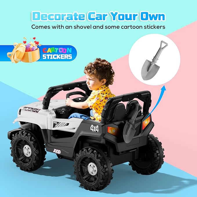 SEALIGHT 12V Kids Ride On Car Truck w/Parent Remote Control, Electric Car for Kids Children Ride On Toy Toddler with Double Doors/Safety Belt/LED Lights/Music Player/Bluetooth