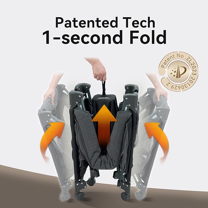 Pamo Babe 1-Second Setup 3-in-1 Playard for Babies - Heavy-Duty Steel Frame for Safe Sleep Space, Portable Crib with Zip Door & Changing Table, Locking Wheels, Breathable Mesh