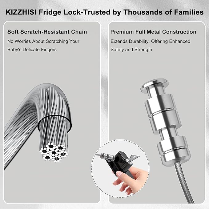 Fridge Lock (4 Pack),Refrigerator Lock with Keys,for Fridge, Cabinet Locks, Drawers, Dishwasher, Toilet and Child Safety Cabinet Locks, 3M Adhesive No Drilling (White 4pcs)