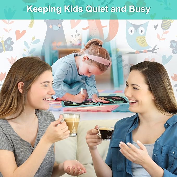 Erasable Doodle Set for Kids - Reusable Magic Drawing Book with 12 Watercolor Pens 14 Page Drawing, Road Trip Car Game Writing Painting Set for Boys and Girls