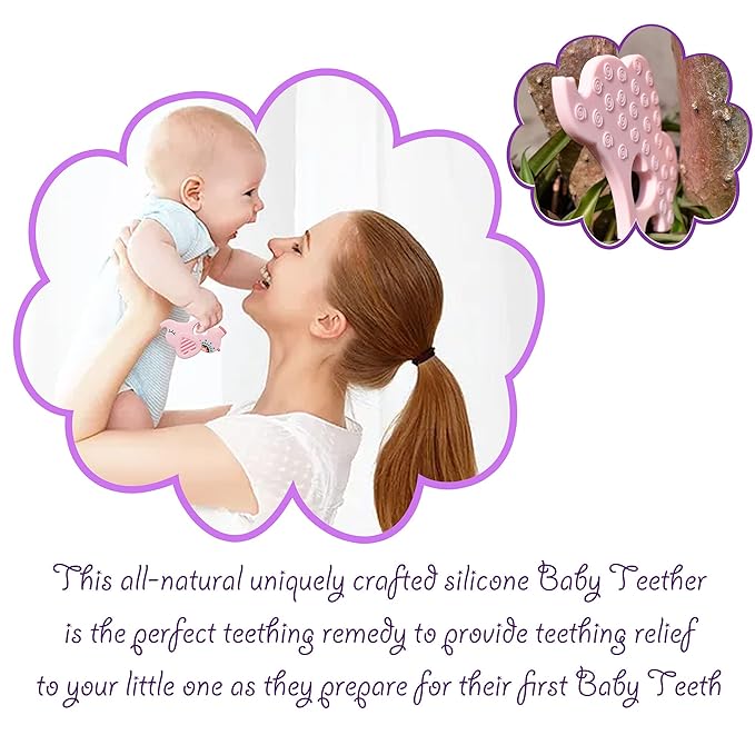 Soft Pink Elephant Teether Toy for Babies 3-6/6-12 Months Silicone Teething Toy Gift for Girls Gum Massager Anxiety Relief Items