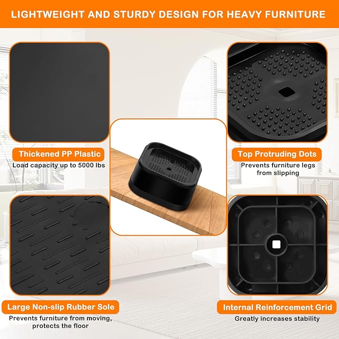 shouwuhho 32 Pack Furniture Risers Adjustable Bed Risers Heavy Duty Lifts - Image 5