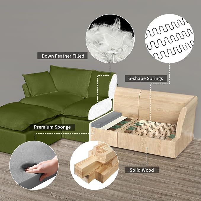 2 Seat with Ottoman L Shape Modular Sectional Couch Sofa - Image 4