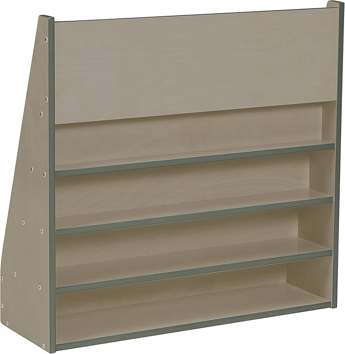 ECR4Kids Streamline Single-Sided Book Display with Storage, Classroom Bookshelf, Grey Wash