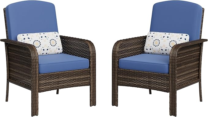 Garvee Outdoor Wicker Chairs, 2 Pieces Patio Furniture Set, All Weather High by Garvee