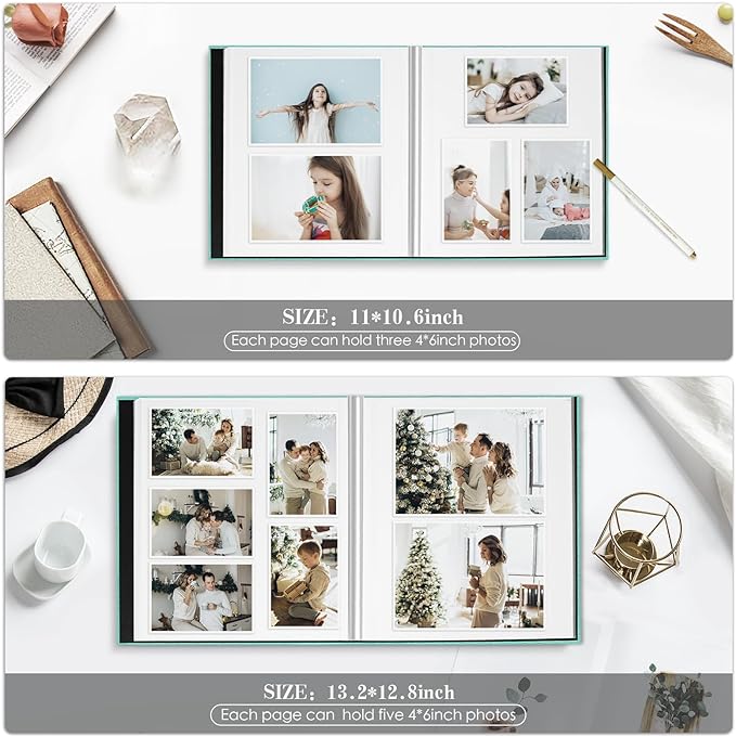 Spbapr Large Photo Album Self Adhesive 60 Pages Linen cover DIY Magnetic Scrapbook album with A Metal Pen Hold 3x5 4x6 5x7 6x8 8x10 Pictures Orange