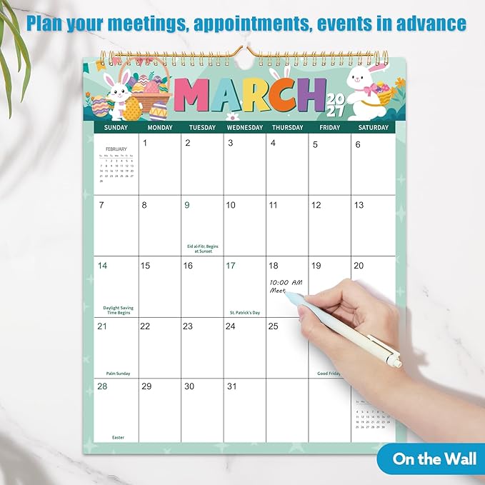 Wall Calendar 2026-2027, 18 Month Calendar from January 2026 to June 2027 14.5" x 11.8" Large Desk Calendar with Twin-Wire Binding for Home Office Planning Personal Organisers, Festival Style