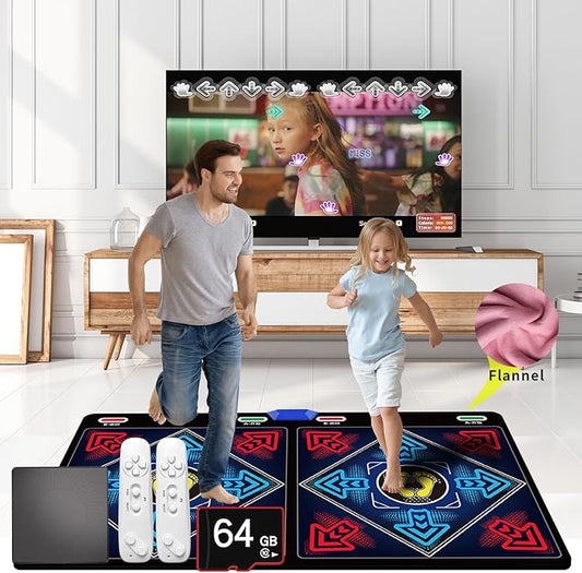 Music Dance Mat for Kids & Adults,Ideal for Fitness Dance Games,64GB Memory Card,899 Games,75 Music Videos,650 Songs.for TV use,Made of Premium Flannel,a Luxurious Gift for Children