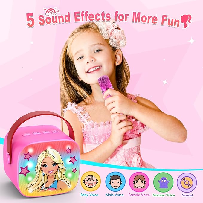 Princess Mini Karaoke Machine Toys: Kids Toys Girls Birthday Gifts Age 3-12+ LED Portable Bluetooth Speaker with 2 Wireless Microphone Gift Toy for 4 5 6 7 8 9 Years Old Girl Boy Kid Adult