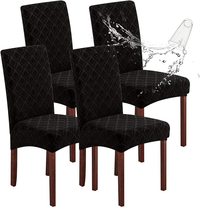 Genina Waterproof Chair Covers for Dining Room, Stretch Jacquard Dining Chair by Genina
