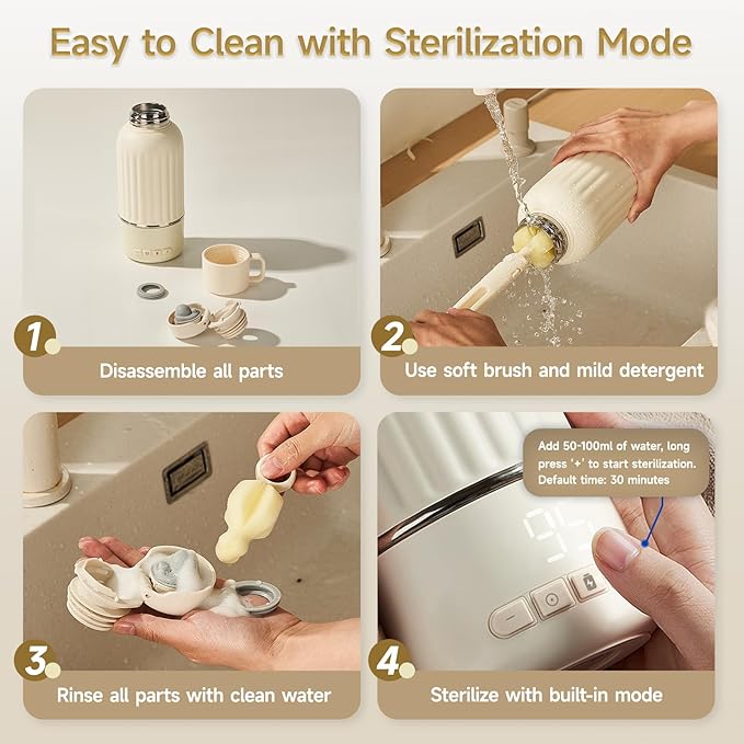 Snow Bear Portable Bottle Warmer for Travel, Fast Heating in 2.5 Mins for Breast Milk, 10200mAh Battery with LED Display, 17oz Large Capacity, Baby Bottle Warmer with Precise Temperature Control