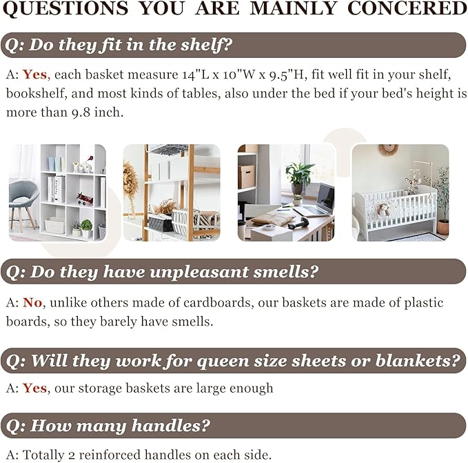 Criusia 12 Pack Large Storage Baskets for Shelves | Fabric Closet Organizers and Storage Bins with Handles for Home Organization | Decorative Collapsible Basket for Organizing Clothes Toy Nursery