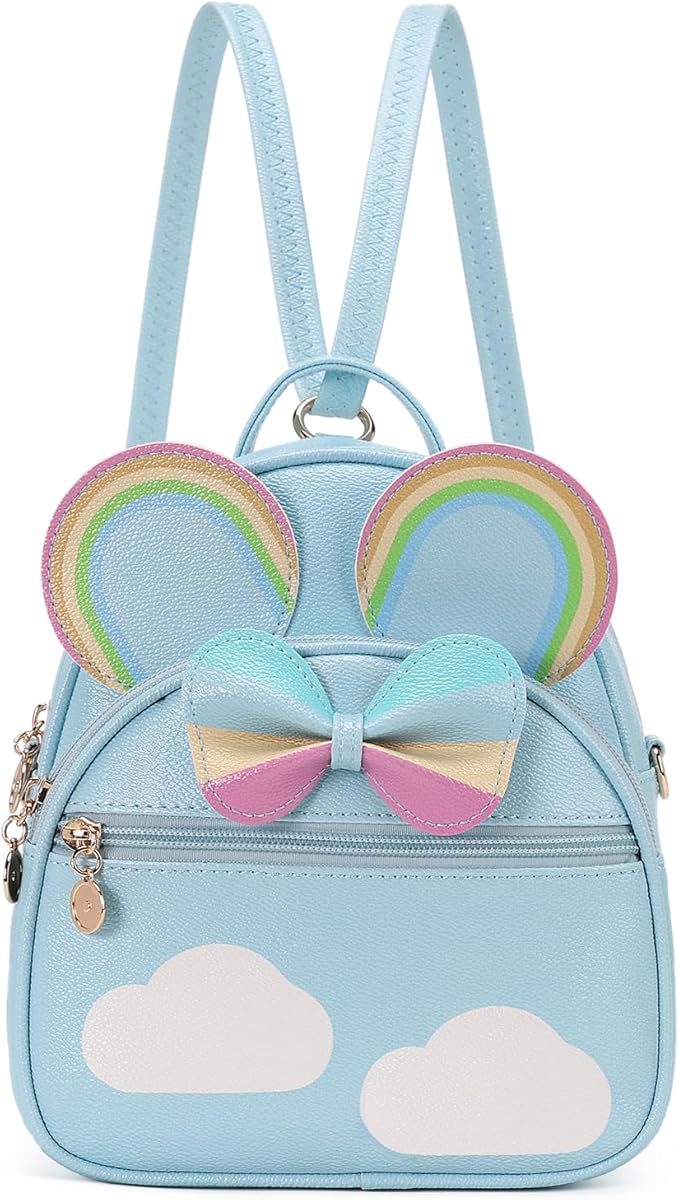 KL928 Girls Bowknot Polka Dot Cute Mini Backpack Small Daypacks Convertible Shoulder Bag Purse for Women