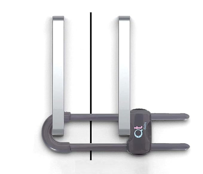 Pack of 12 - Baby Proofing Cabinet Locks Adjustable U Shaped Baby Safety Latches for Drawers, Fridge, Closet Modern Baby Proofing Cabinet Lock with Extra Secure Lock Buttons (Thunder Grey)