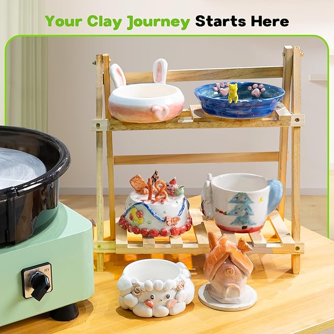 Alldeer 11-inch Pottery Wheel, 350W Electric Ceramic Forming Machine with Detachable Basin, 0-300RPM Foot Pedal Control, 19PCS Complete Clay Tool Kit for Professional Potters and Adult Crafters