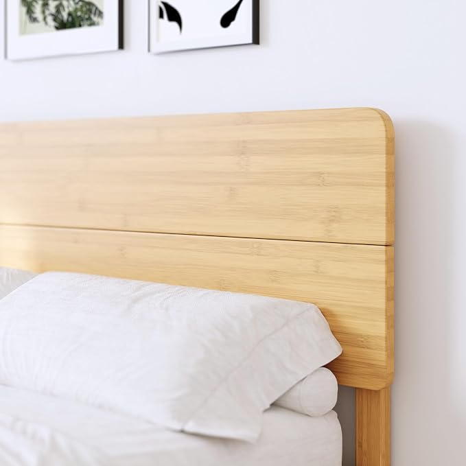 BOSRII 12in High Solid Bamboo Wood Platform Queen Size Bed Frame - Image 3