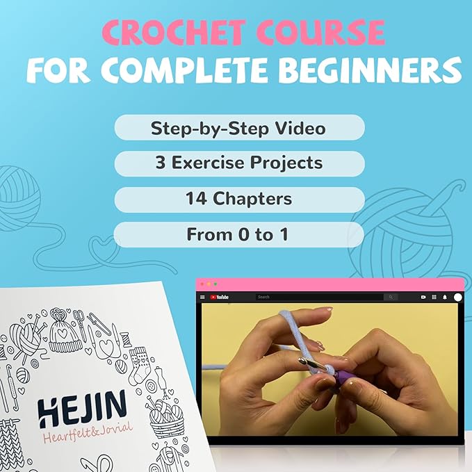 Crochet Kit for Beginners, Unicorn Crochet Kits for Kids and Adults Include Rainbow Yarn, Videos Tutorials, Eyes, and Crochet Hook - Crochet Animal Kit, Beginner Crochet Kit - Gift for Birthdays