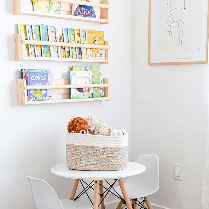 OrganiHaus Woven Storage Baskets for Organizing, Cotton Rope Storage Baskets for Shelves, Soft Bathroom Bins for Organizing, Decorative Cute Nursery Bins for Toys, Organizer Basket for Towels - Brown