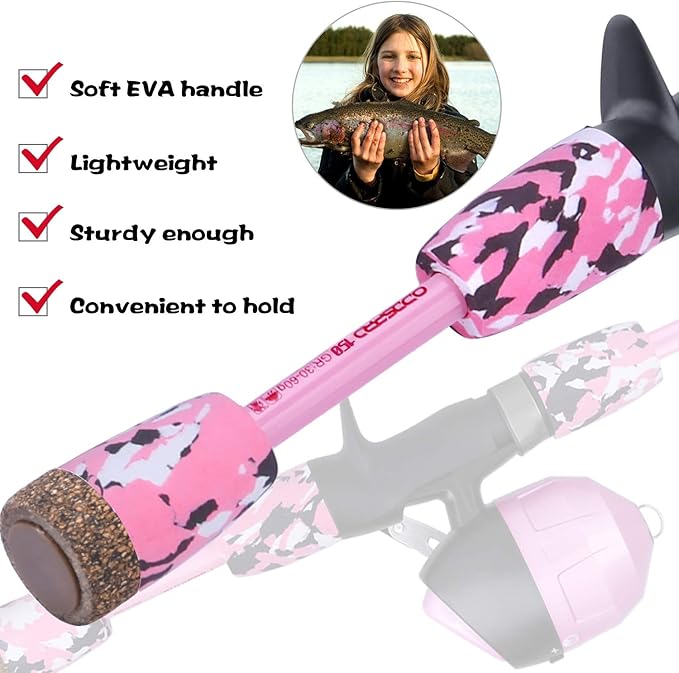 ODDSPRO Kids Fishing Pole Pink, Portable Telescopic Fishing Rod and Reel Combo Kit - with Spincast Fishing Reel Tackle Box for Girls, Youth