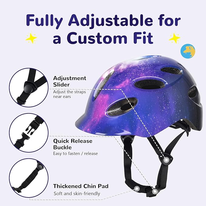 Kids/Youth Bike Helmet for Boys Girls and Teens, Adjustable and Multi-Sport for Bicycle, Kick Scooter, Skateboard, Roller/Inline Skate