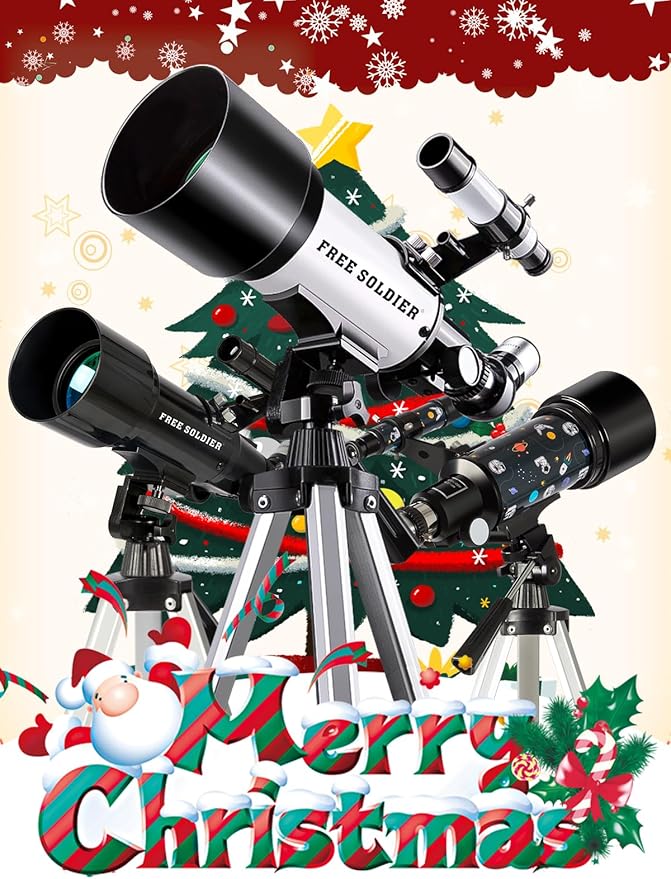 Telescope for Adults Astronomy, 70mm Aperture 400mm Focal Length Portable Astronomical Telescope for Beginners Age Over 8 Years Old with Wireless Remote Carry Bag Tripod, Black